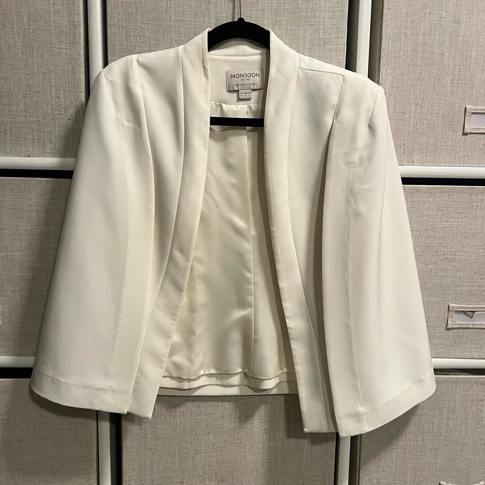 Monsoon White Open Front Blazer Jacket